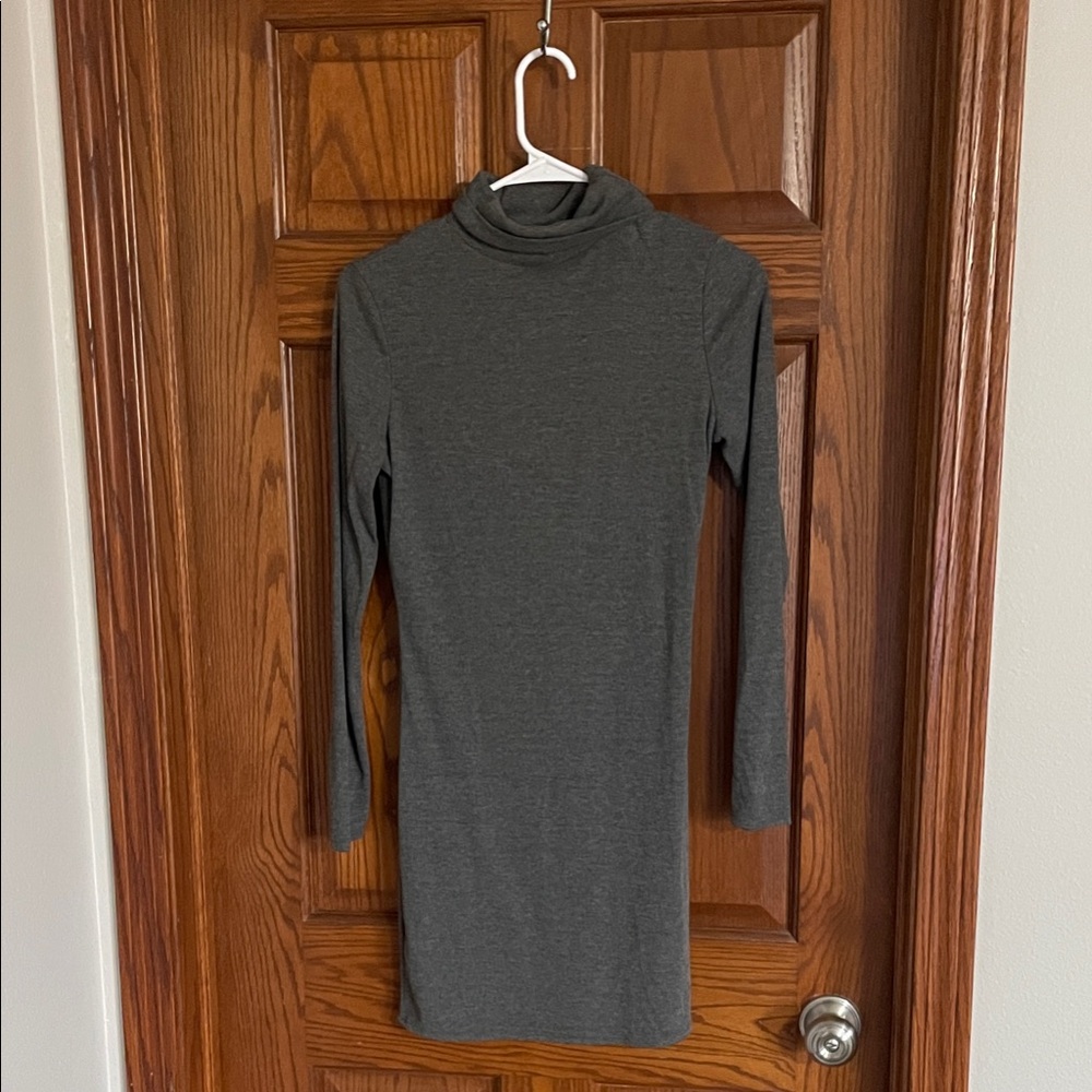 Lulu's Gray Long Sleeve Turtleneck Dress